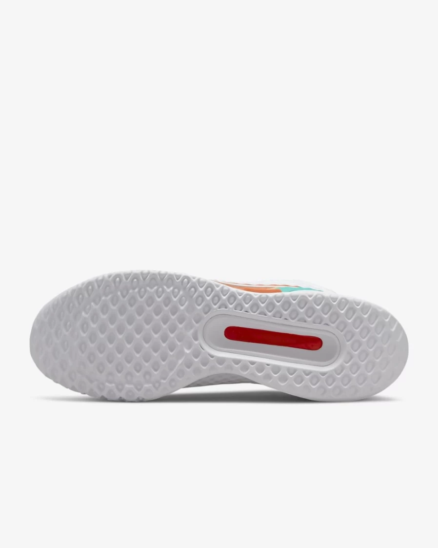Nike Women's Court Zoom Pro Tennis Shoes - White, Habanero Red, Pomegranate, Washed Teal - Hard Court Athletic Footwear