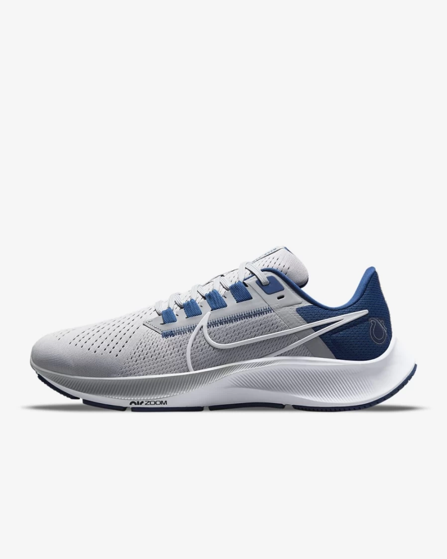 Nike Pegasus 38 Men's & Women's Running Shoes - Wolf Grey/Gym Blue/Black/White (Indianapolis Colts NFL Edition)