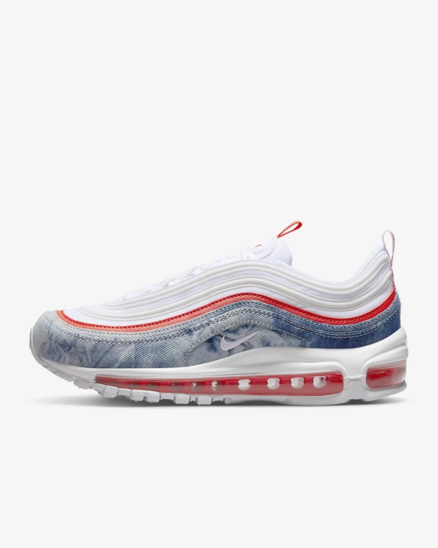 Nike Air Max 97 Women's Multi-Color Habanero Red Sail White Running Shoes