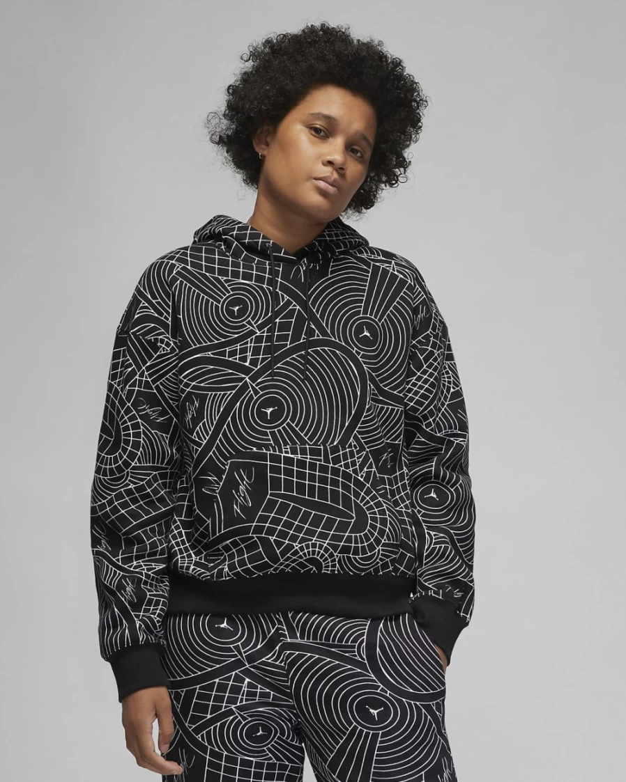 Nike Women's Jordan Brooklyn Fleece Pullover Hoodie - Black