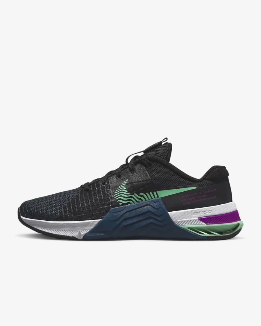 Nike Metcon 8 Women's Training Shoes - Black/Valerian Blue/Vivid Purple/Green Glow for Women's Workout & Fitness