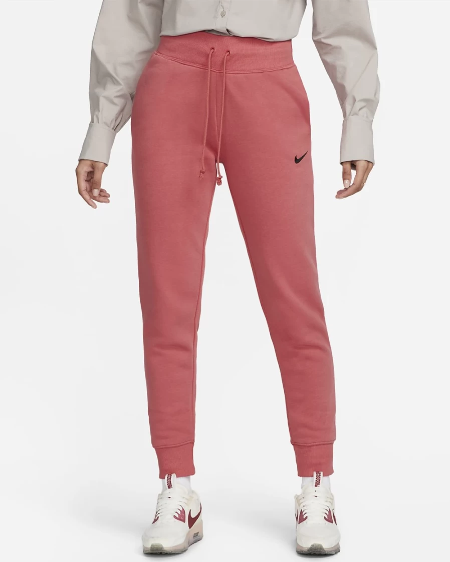Nike Women's High-Waisted Fleece Joggers - Adobe/Black, Sportswear Phoenix Fleece Comfort Pants