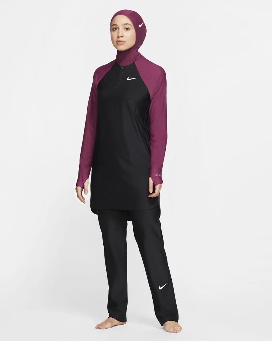 Nike Women's Black Victory Full-Coverage Straight-Leg Swim Pants - High-Waist Beach Swimwear