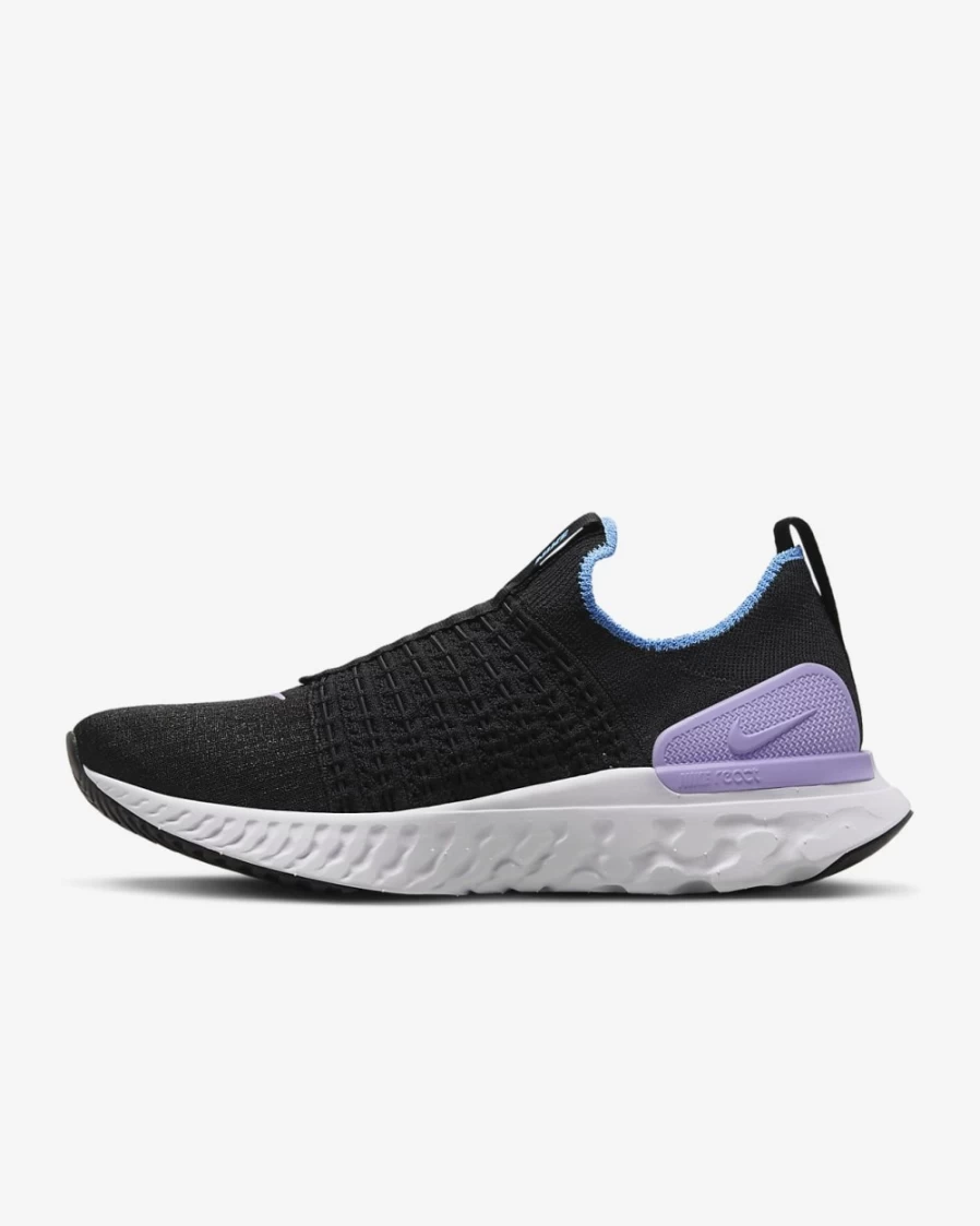 Nike React Phantom Run Flyknit 2 Women's Road Running Shoes - Black/Barely Grape/University Blue/Lilac