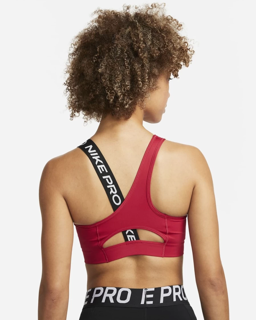 Nike Pro Swoosh Women's Medium-Support Asymmetrical Sports Bra - Mystic Hibiscus/Black