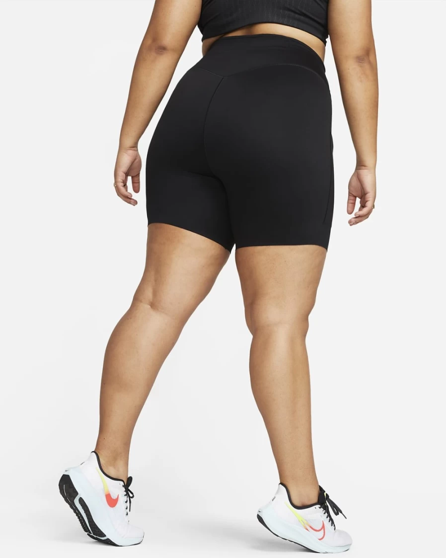 Nike Go Women's High-Waisted 8" Biker Shorts with Pockets - Plus Size Fitness Shorts in Black