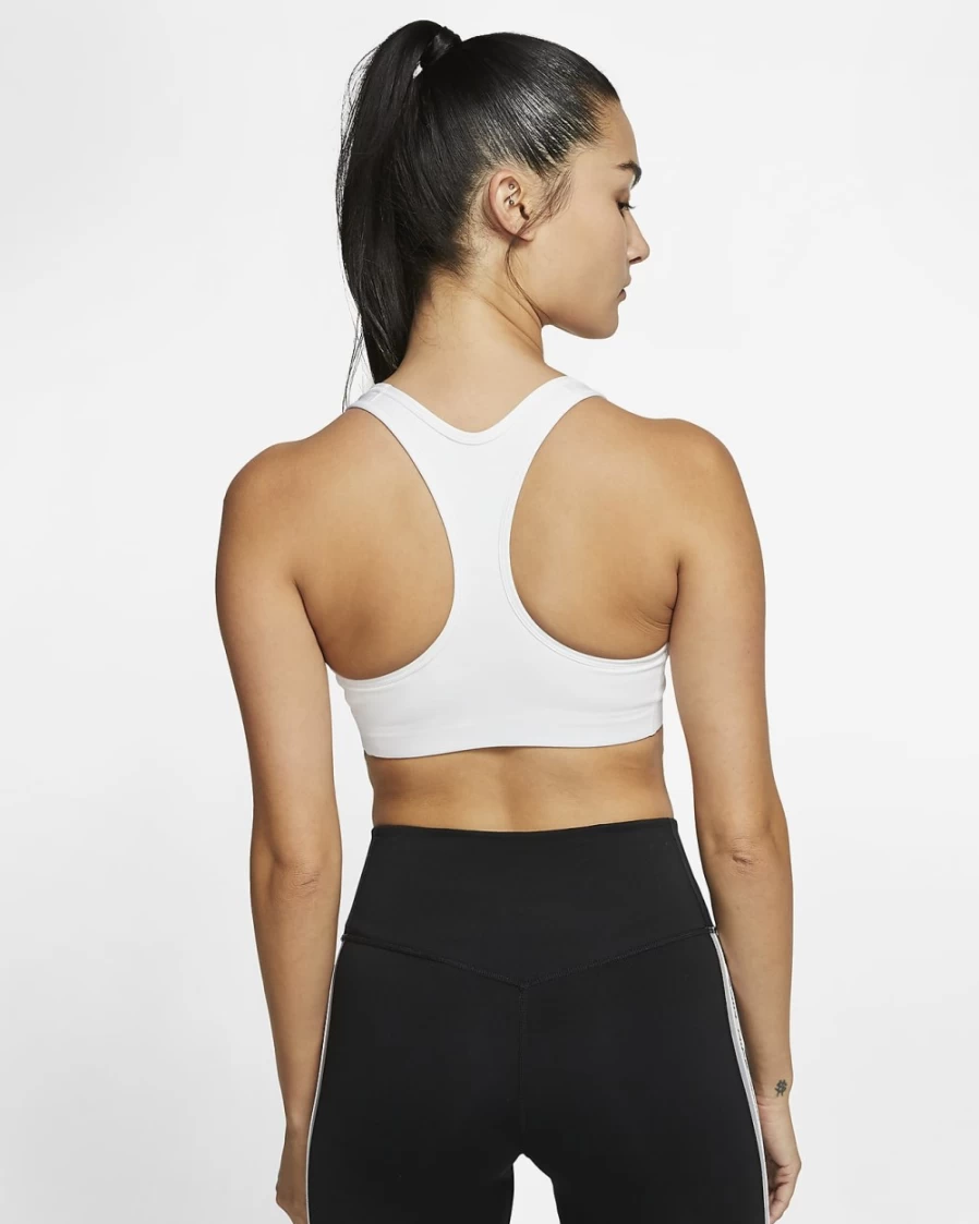Nike Swoosh Women's Medium-Support Non-Padded Sports Bra - White/Black