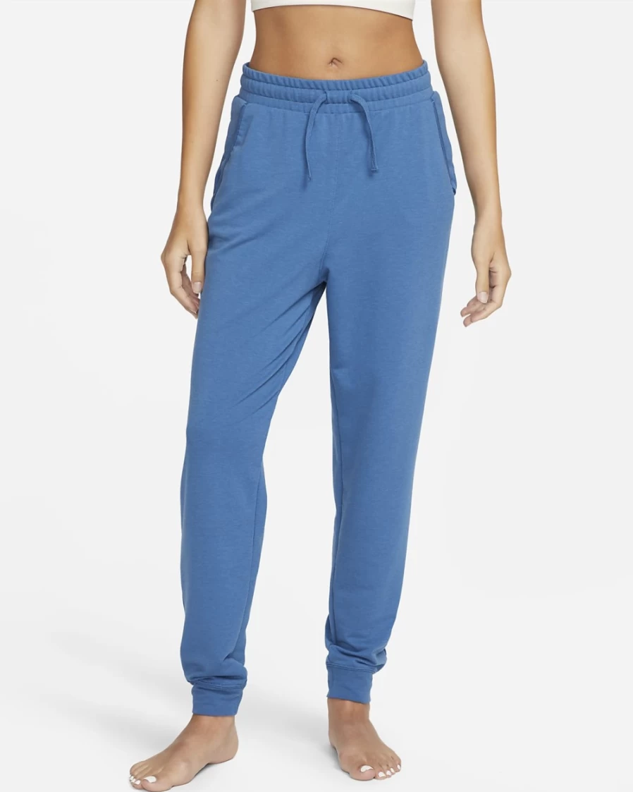Nike Women's Dark Marina Blue/Iron Grey Dri-FIT 7/8 Fleece Yoga Joggers