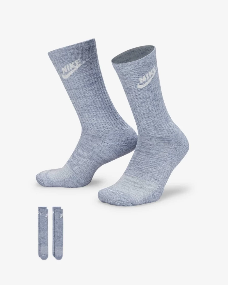 Nike Everyday Plus Cushioned Crew Socks for Men & Women - Cobalt Bliss/Black Comfort Athletic Socks