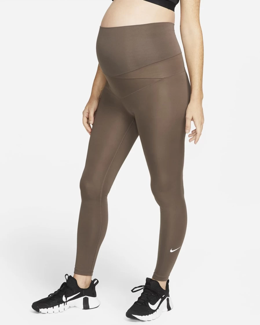 Nike Women's Ironstone/White High-Waisted Maternity Leggings - One (M)