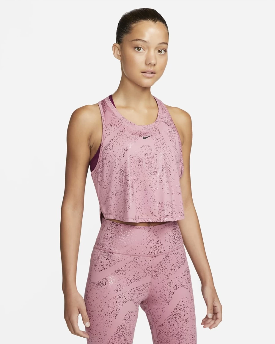 Nike Dri-FIT One Women's Training Tank Top - Desert Berry/Black - Moisture-Wicking Workout Shirt