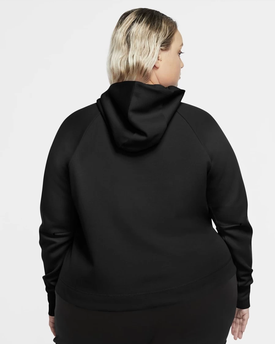 Nike Women's Plus Size Tech Fleece Windrunner Full-Zip Hoodie - Black/Black
