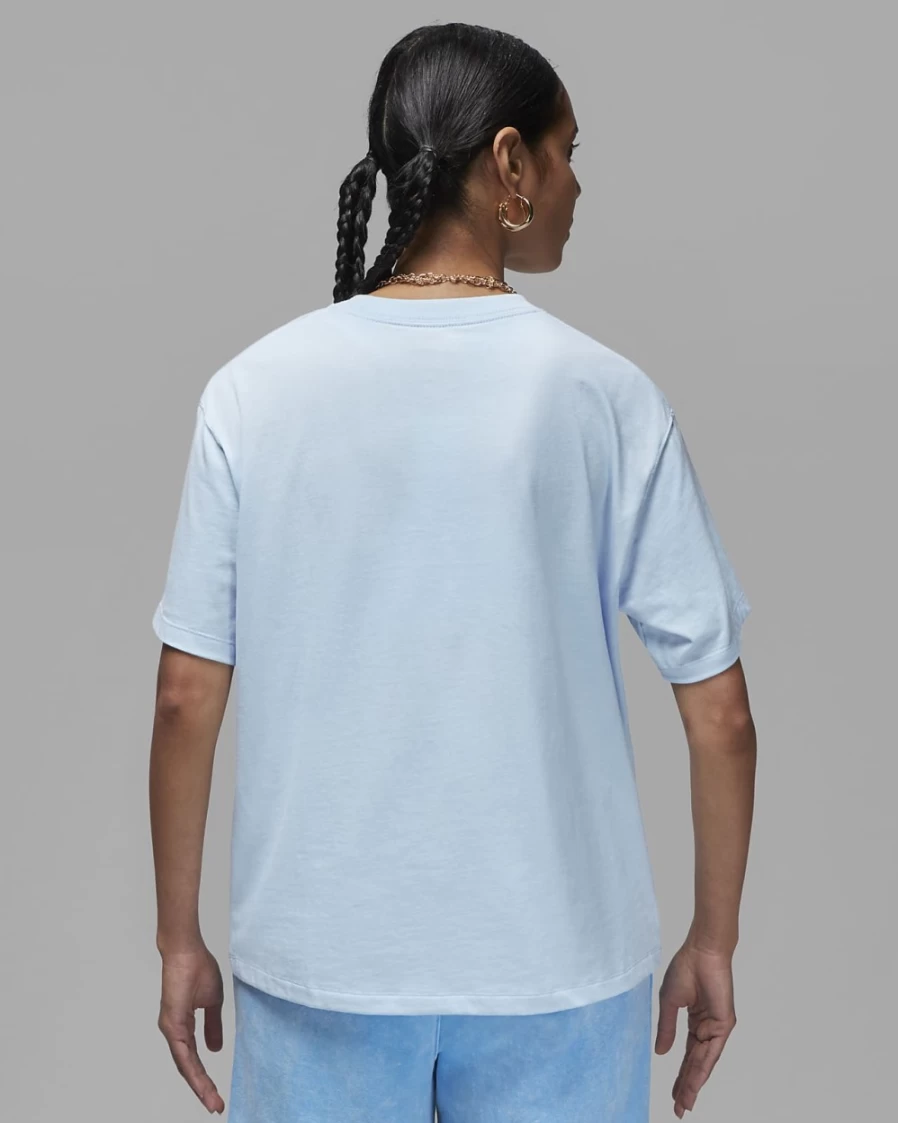 Nike Women's Ice Blue Boxy T-Shirt - Jordan Brand Casual Tee