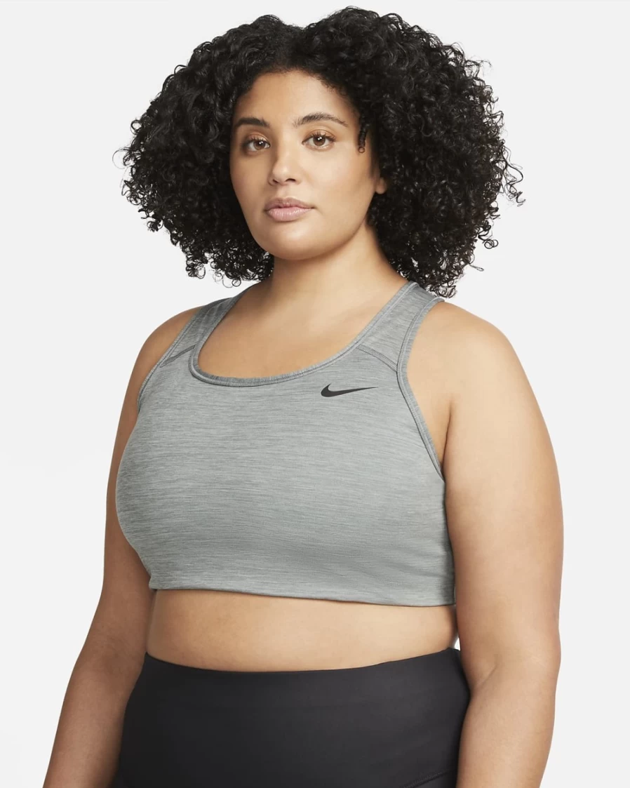 Nike Swoosh Women's Medium-Support Sports Bra - Plus Size in Smoke Grey/Heather/Black