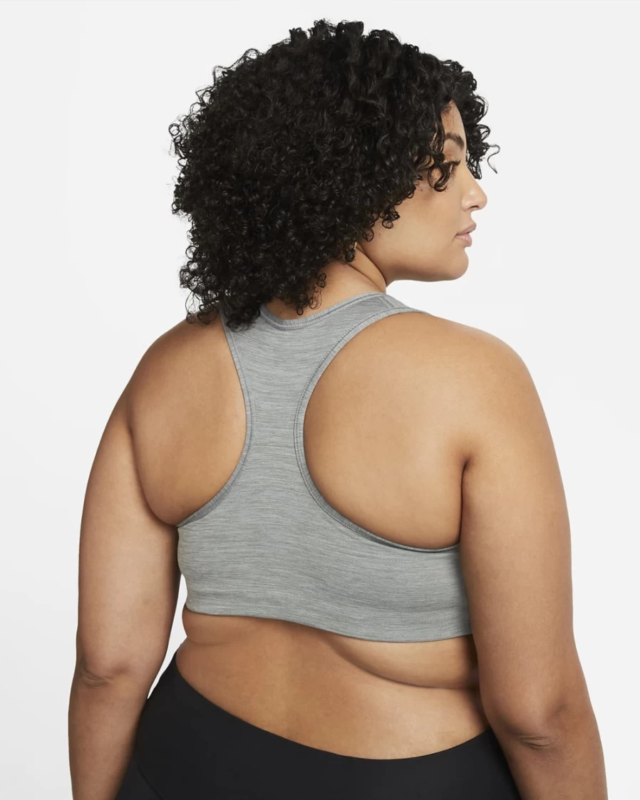 Nike Swoosh Women's Medium-Support Sports Bra - Plus Size in Smoke Grey/Heather/Black