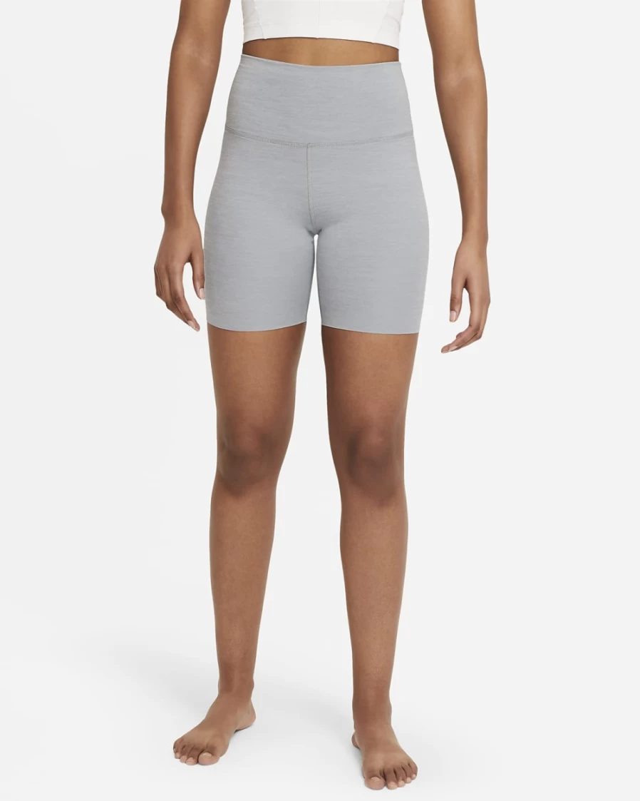 Nike Women's High-Waisted Yoga Luxe Shorts in Particle Grey Heather Platinum Tint