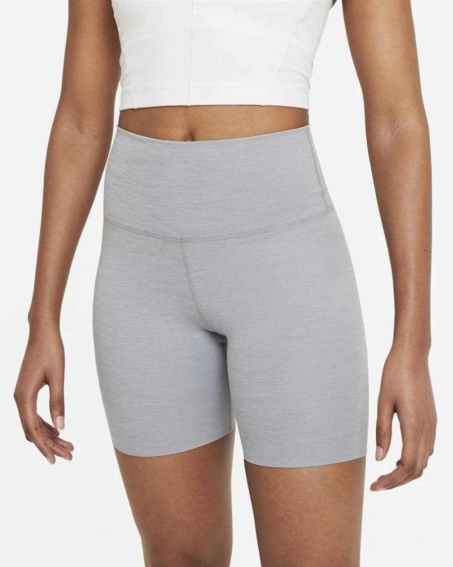 Nike Women's High-Waisted Yoga Luxe Shorts in Particle Grey Heather Platinum Tint