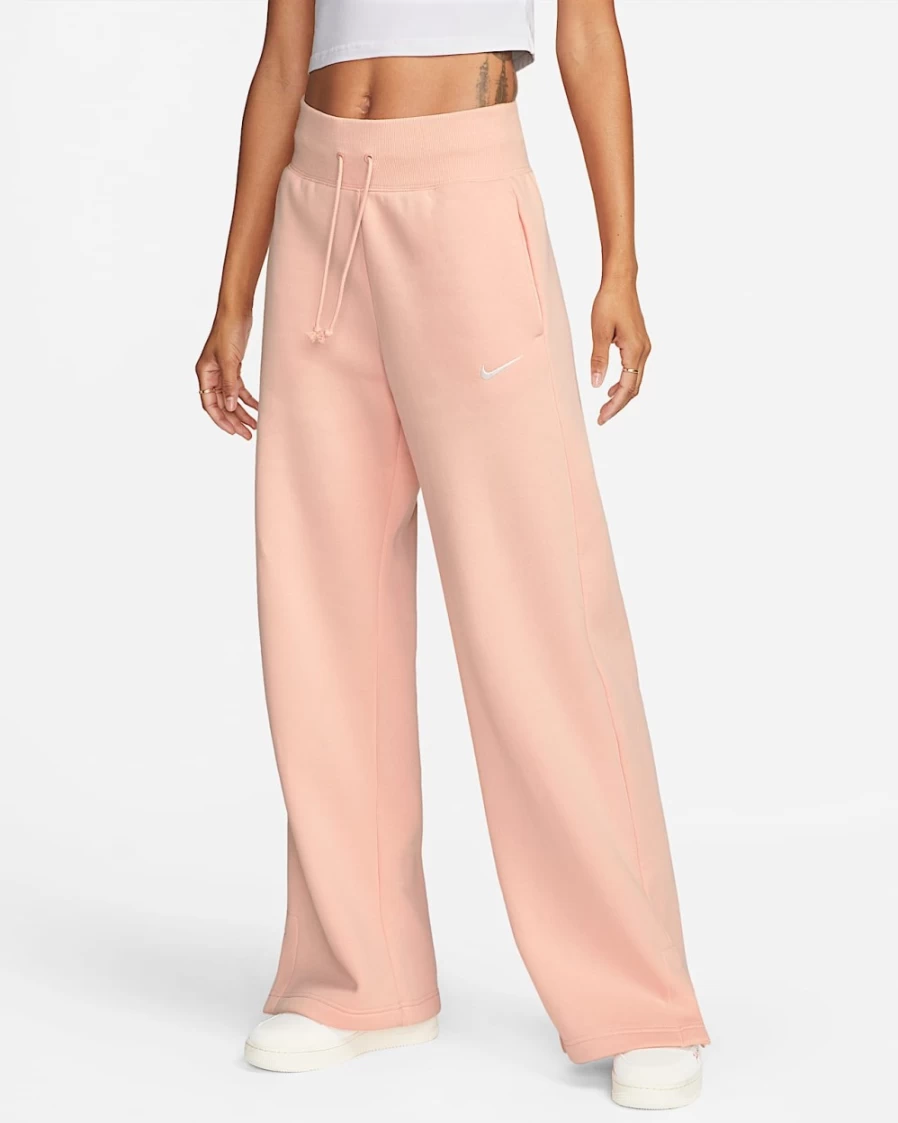 Nike Women's Arctic Orange/Sail High-Waisted Wide-Leg Fleece Sweatpants - Sportswear Phoenix Fleece