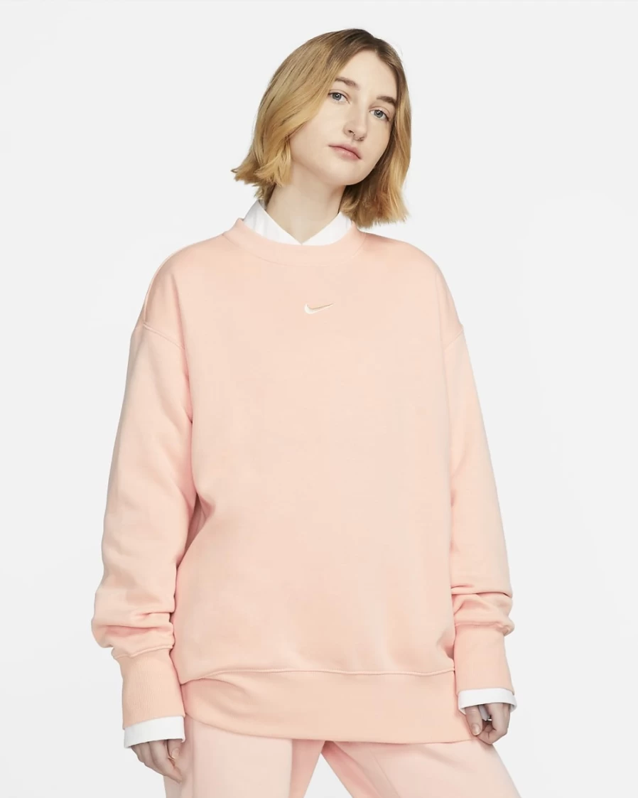 Nike Women's Arctic Orange/Sail Oversized Phoenix Fleece Crewneck Sweatshirt | Sportswear