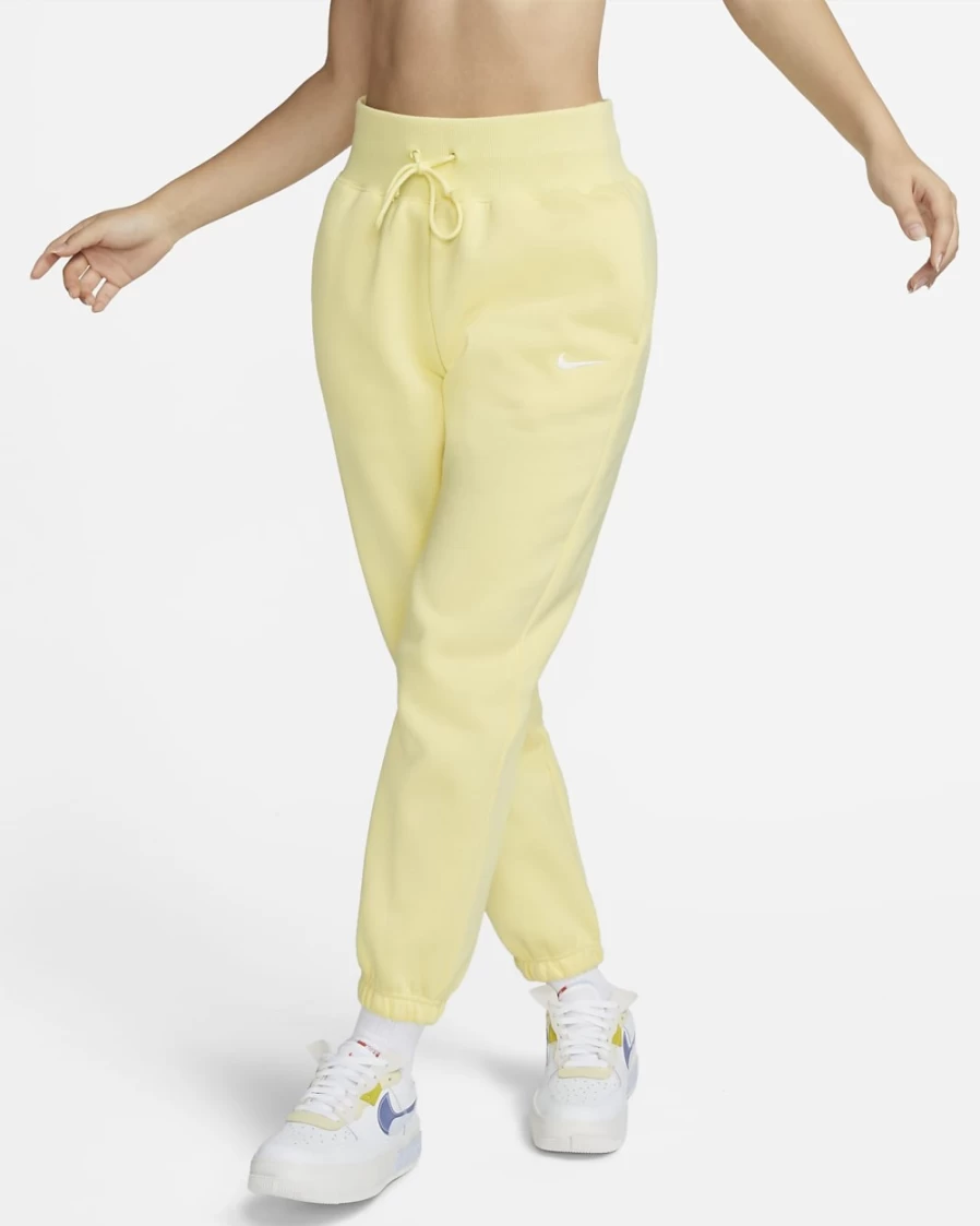 Nike Women's High-Waisted Oversized Sweatpants - Lemon Chiffon/Sail Color, Phoenix Fleece Sportswear