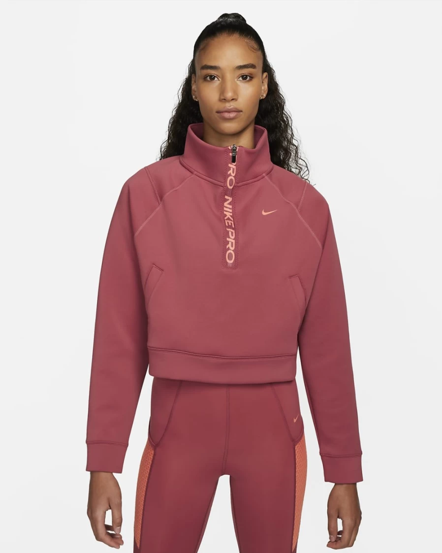 Nike Dri-FIT Women's 1/2-Zip Training Top in Canyon Rust/Orange Trance - Moisture-Wicking Workout Shirt for Women