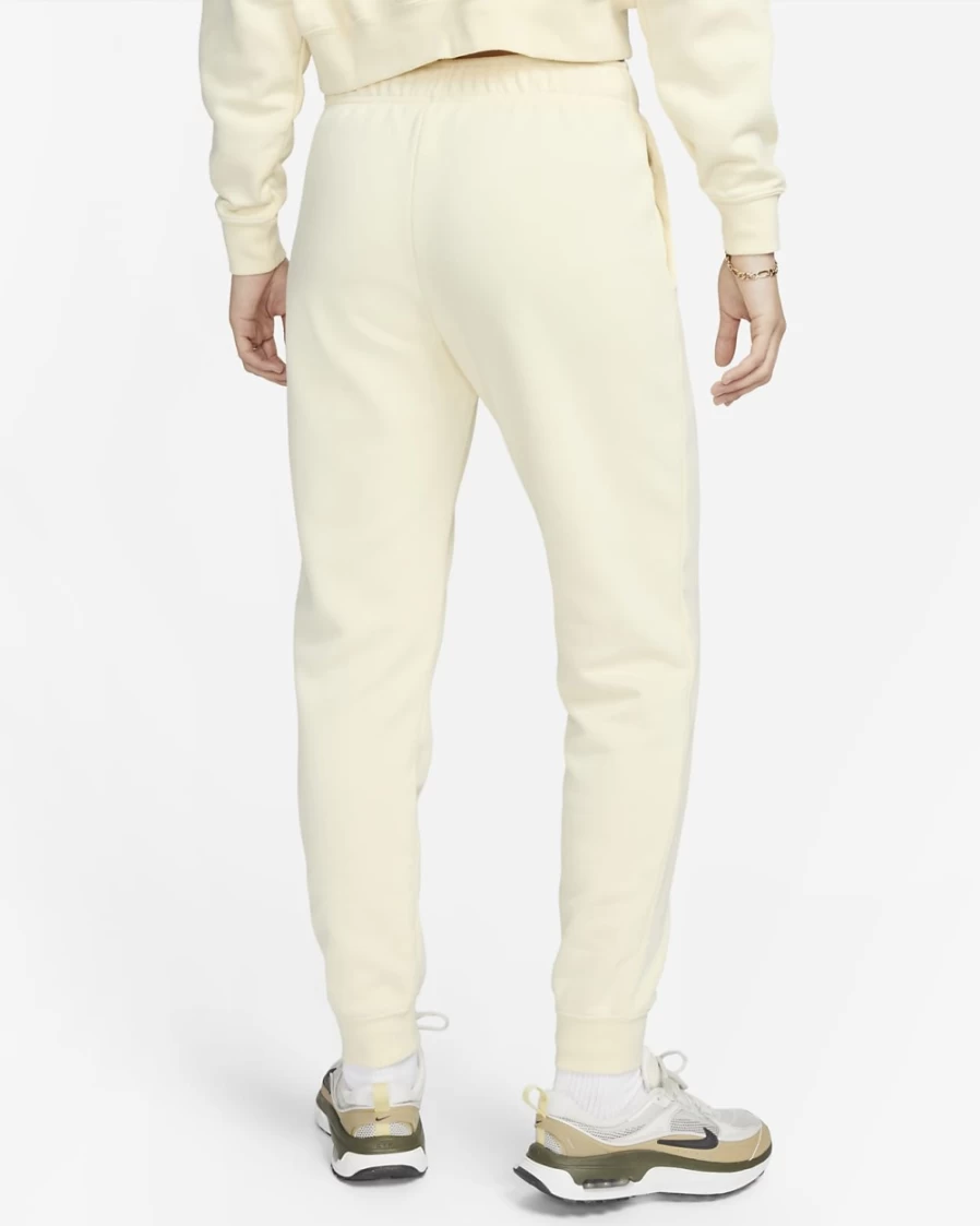 Nike Women's Club Fleece Mid-Rise Joggers - Coconut Milk/Black - Sportswear Comfort Pants