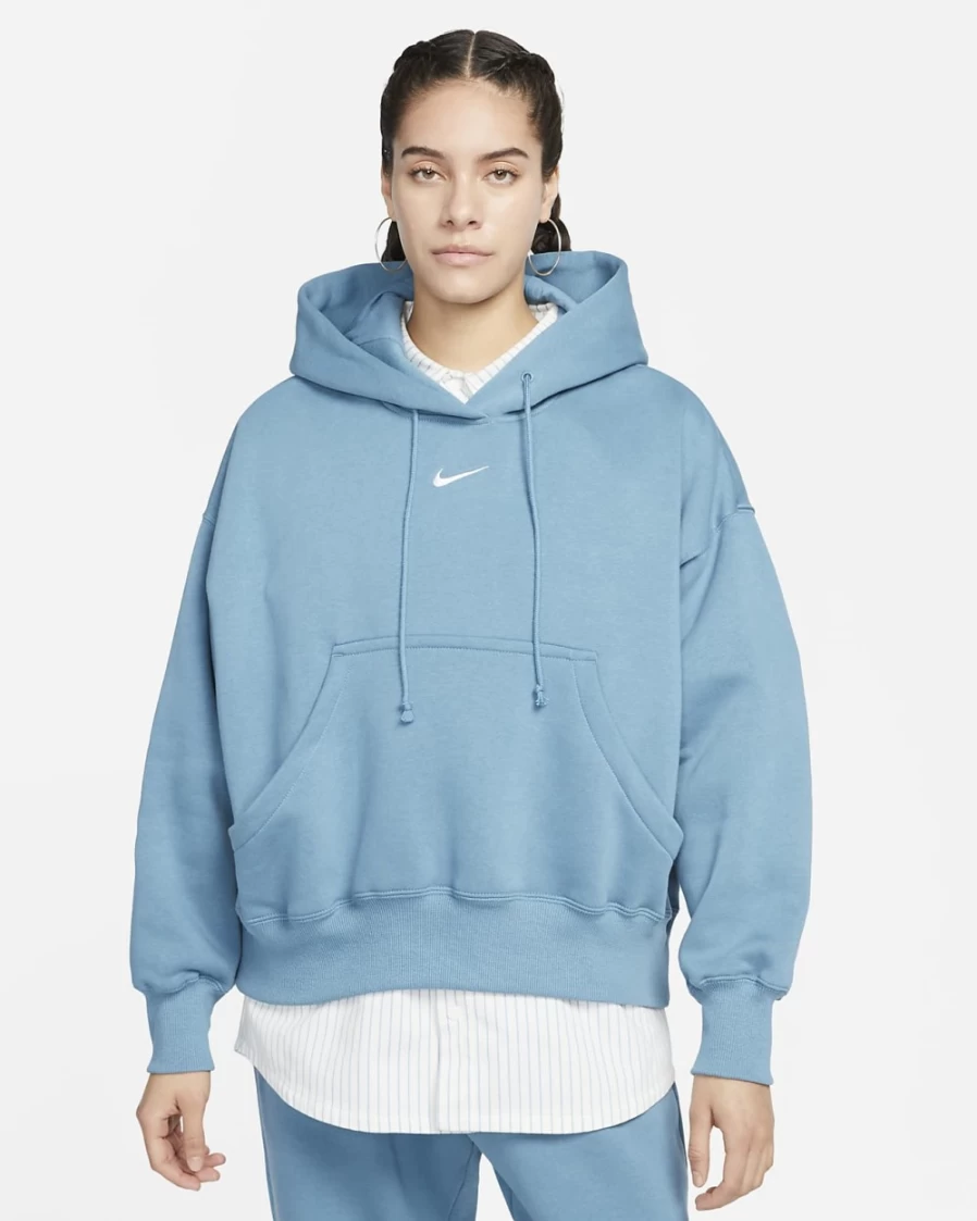 Nike Women's Noise Aqua/Sail Phoenix Fleece Oversized Pullover Hoodie | Sportswear Collection