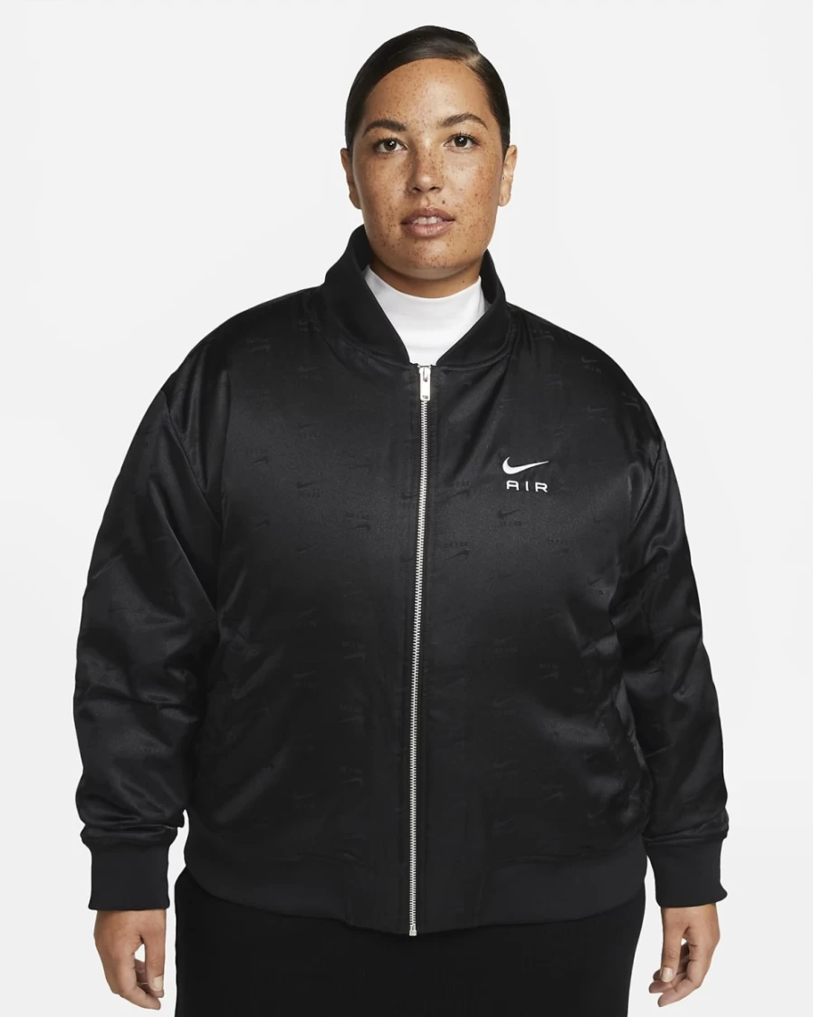 Nike Women's Air Bomber Jacket - Plus Size Black & White