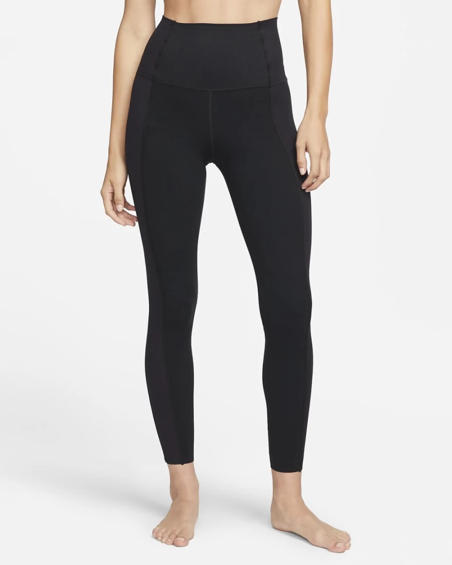 Nike Women's High-Waisted 7/8 Yoga Leggings - Black/Dark Smoke Grey - Matte Shine & Luxe Fit