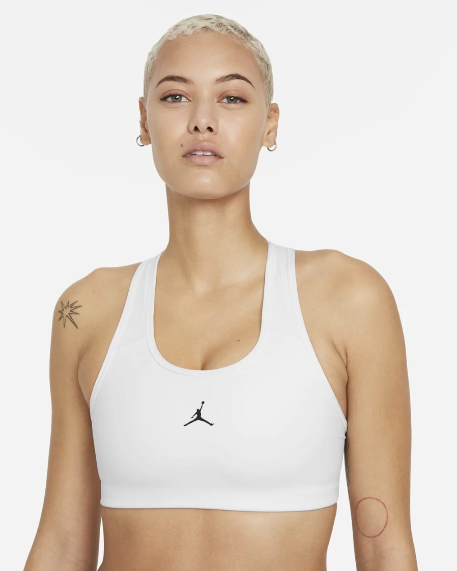 Nike Jordan Jumpman Women's Medium-Support Sports Bra - White/Black - 1-Piece Pad Workout Top