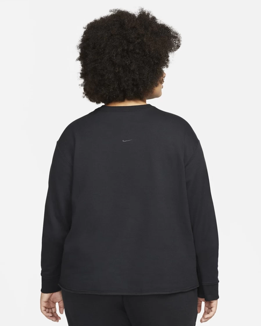 Nike Women's Plus Size Yoga Luxe Fleece Crew Top - Black/Iron Grey